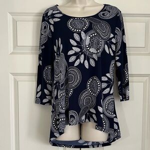 Valerie Stevens Paisley Scoop Neck Flowy Top Size Small